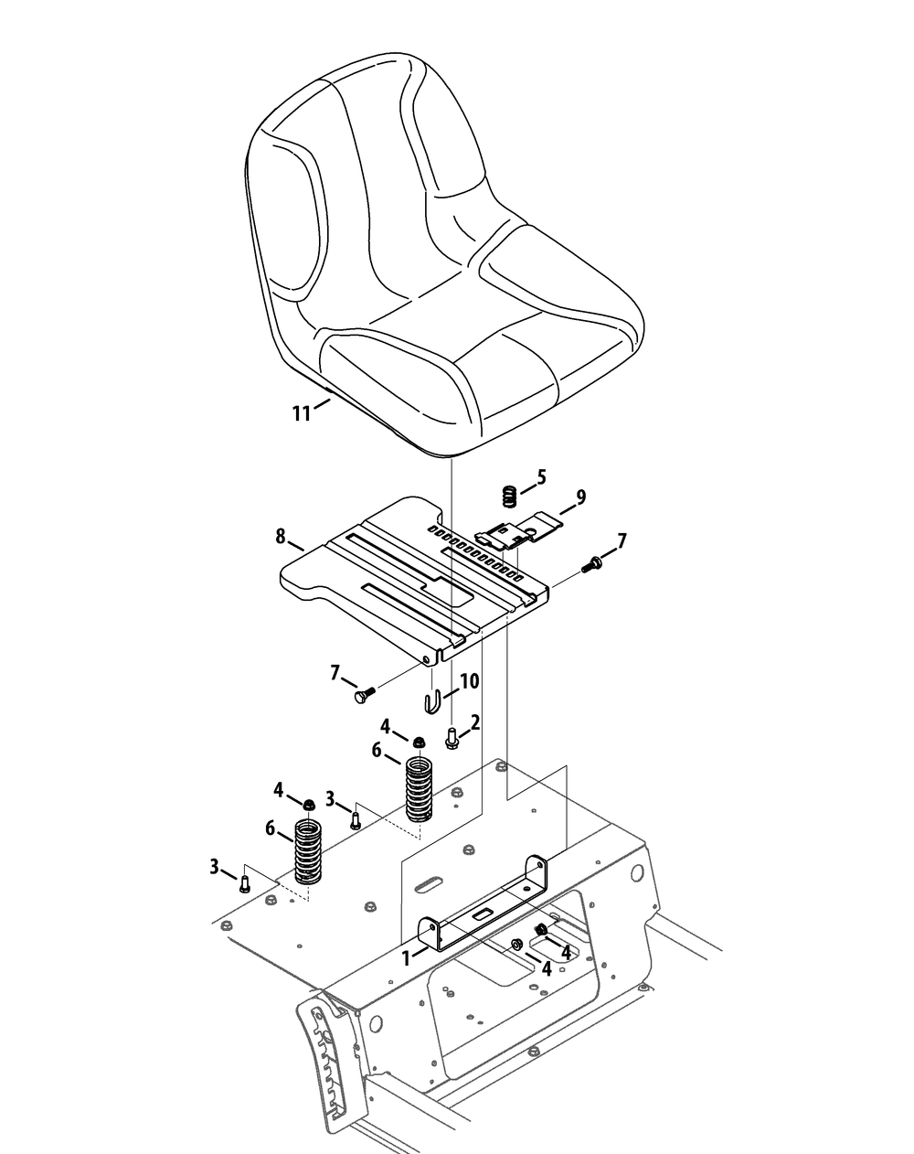 Seat Adjustment Diagram and Parts List for RZT-S42ZERO (17AVCEDS710)(2015) Cub Cadet Lawn Tractor